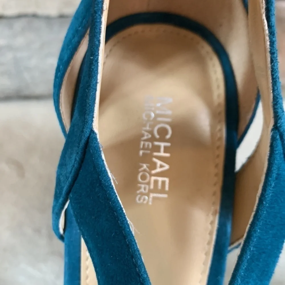 MICHAEL Kors 6.5 blue green suede stiletto heels